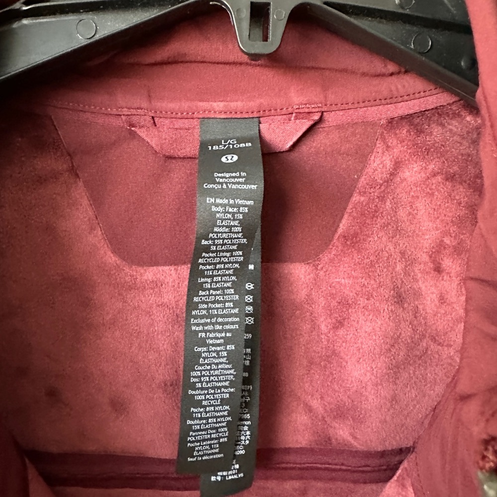 Men’s lululemon Cross Chill Relaxed-Fit Jacket Red-Merlot Jacket - Large - Picture 6 of 13